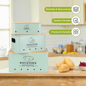 Dekosilave onion storage box keeps onions accessible and neatly separated.