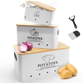Dekosilave potato storage box front view for organized potato storage.