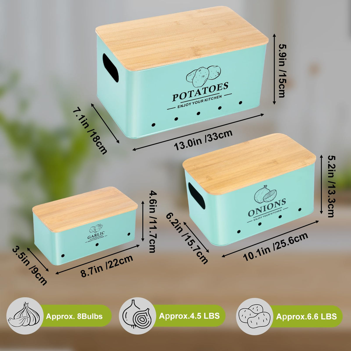 Dekosilave stackable kitchen vegetable container maximizes space and keeps produce orderly