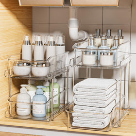 Delamu 2-tier under-sink organizer main view for easy access and space saving