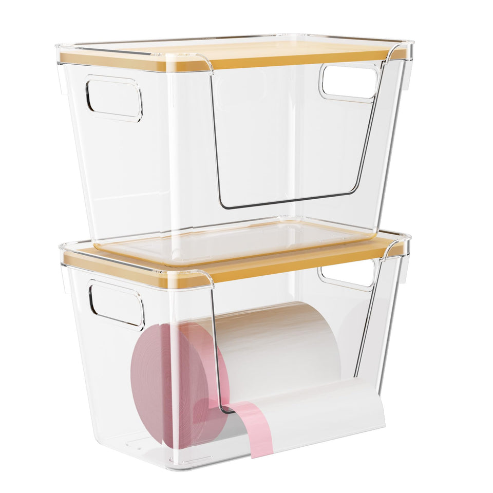 Delamu acrylic trash bag holder 2-pack stackable for organized waste with easy bag access