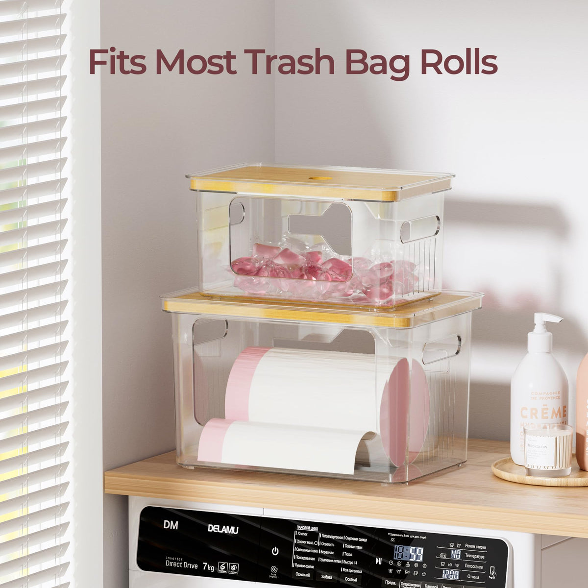 Delamu acrylic trash bag holder anti-slip pads for stable use