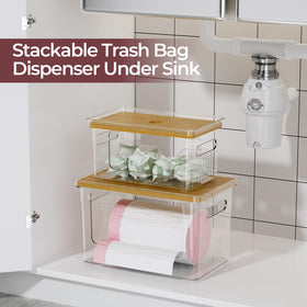 Delamu acrylic trash bag holder locking lid reduces spills