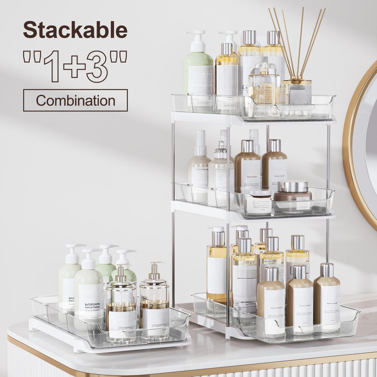 Delamu clear acrylic design helps you spot items quickly.