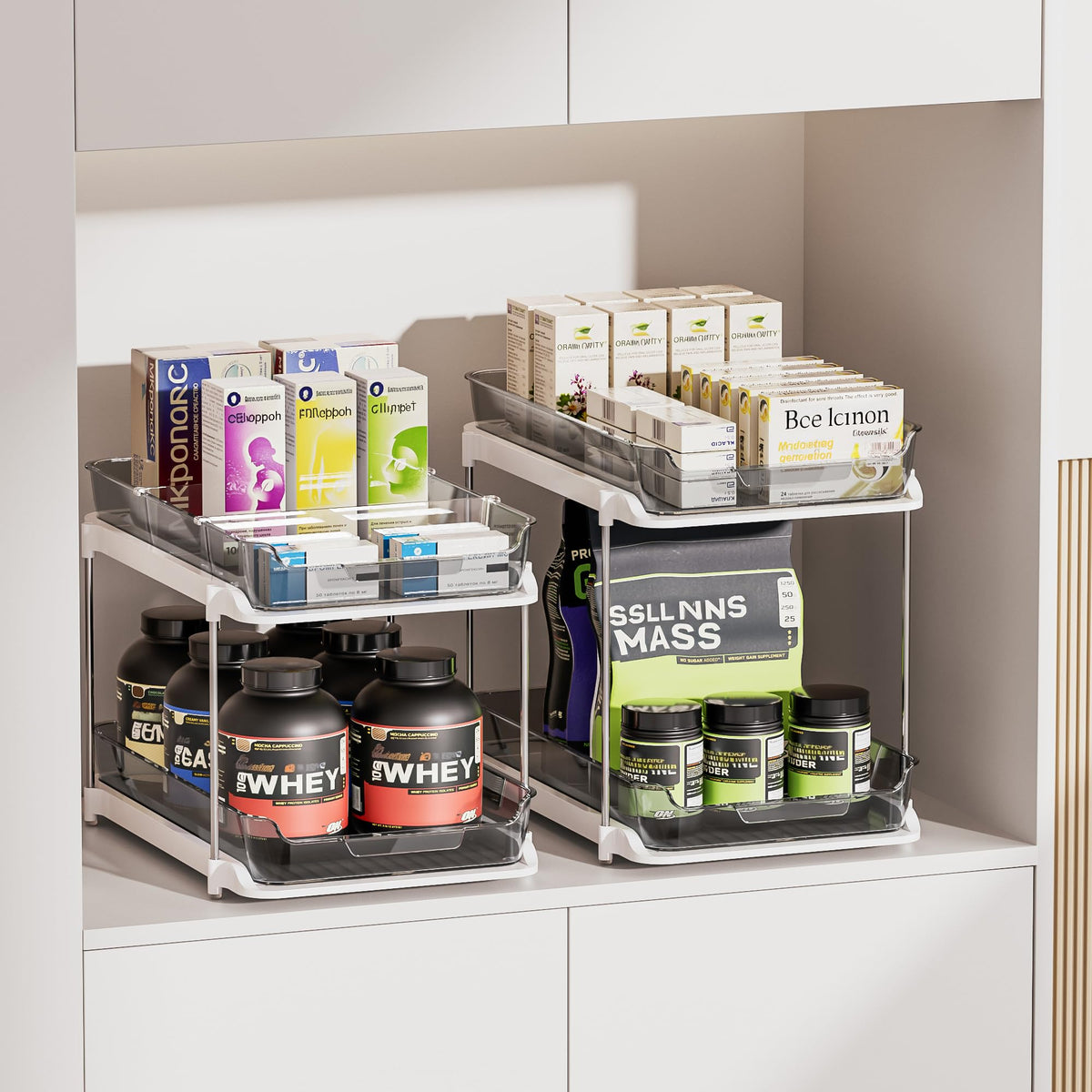 Delamu clear acrylic construction lets you see contents at a glance.