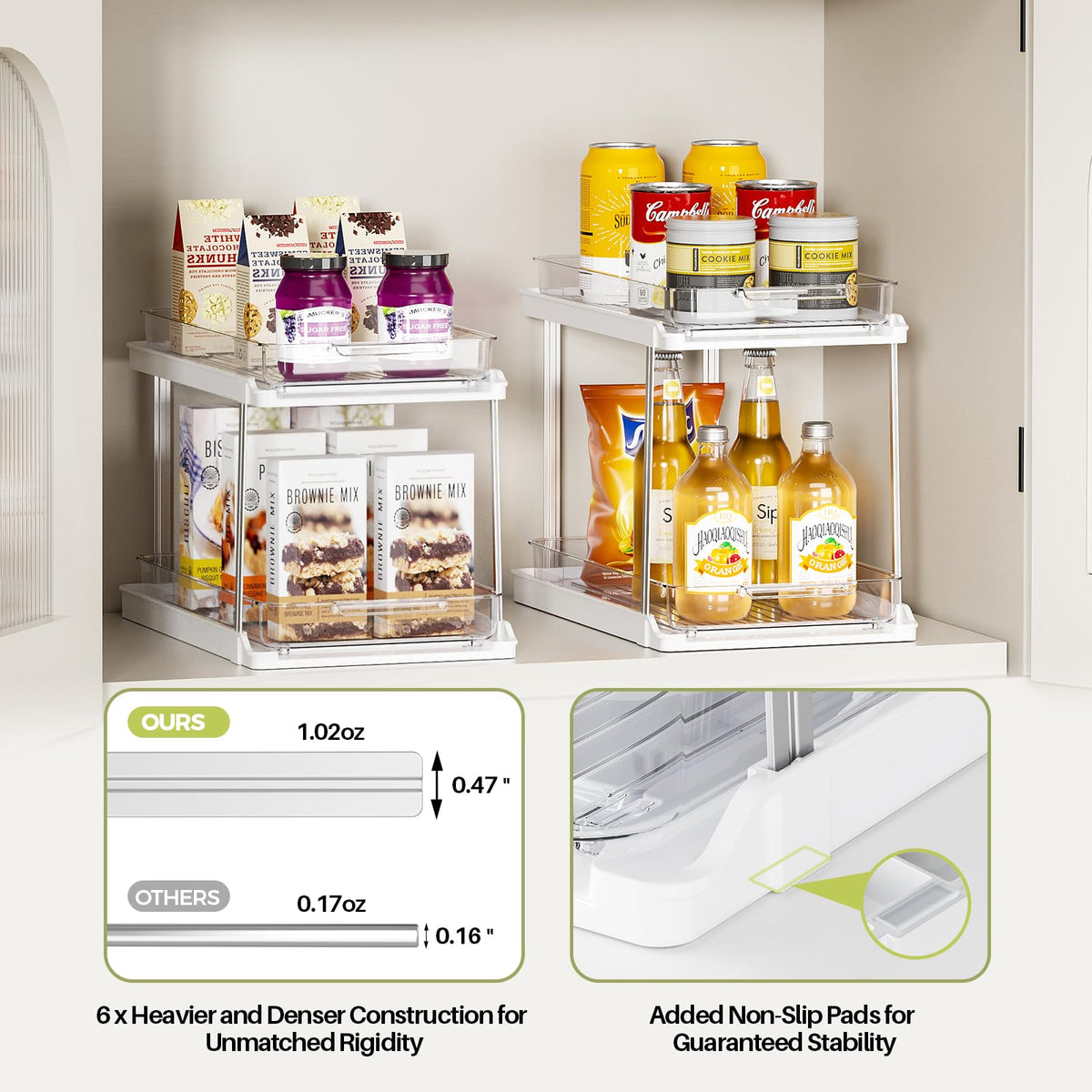 Delamu clear acrylic drawers provide a 360-view of contents.