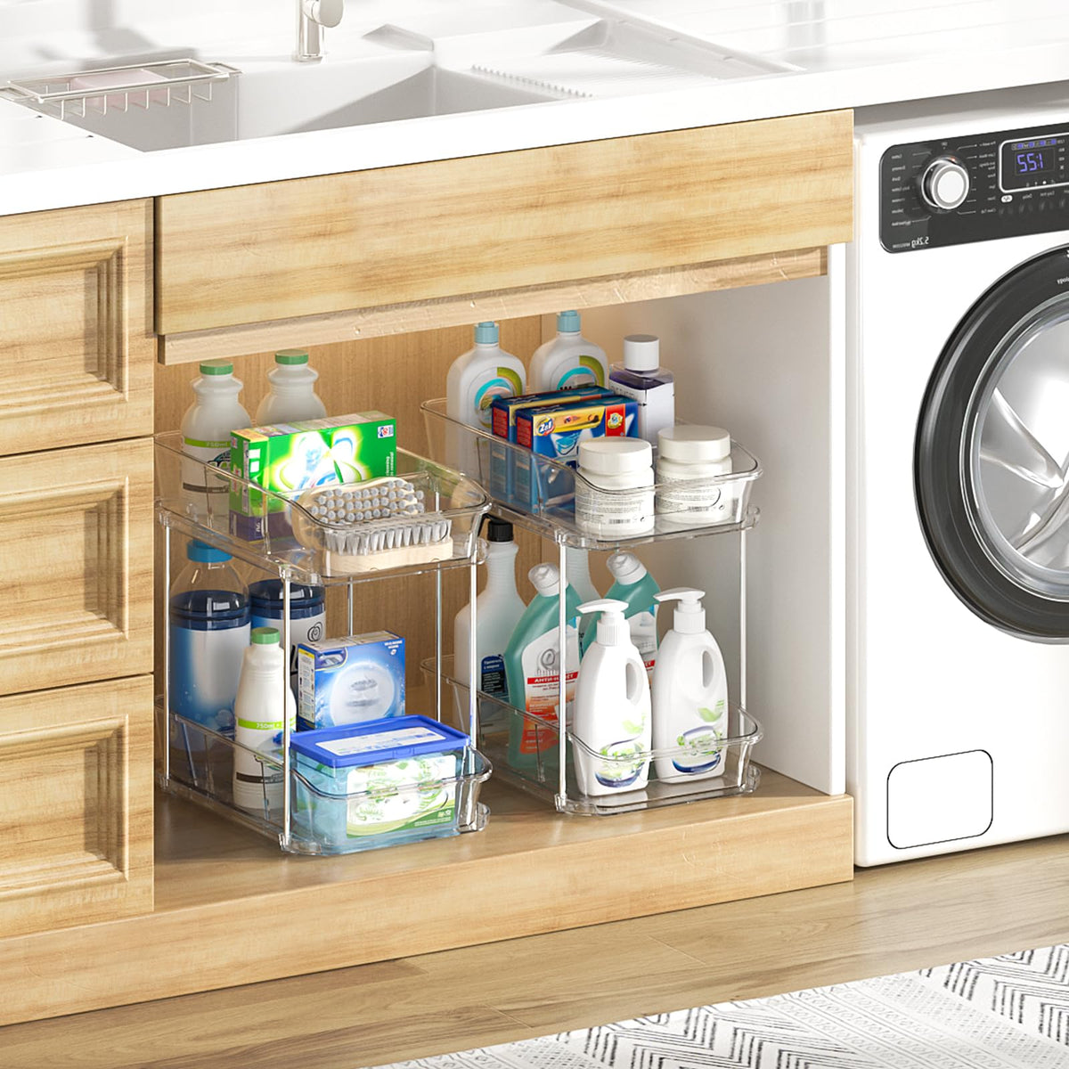 Delamu clear material adds a modern, durable look.