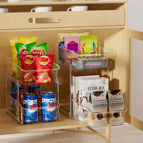 Delamu clear-view under-sink organizer interior for quick item identification