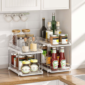 Delamu compact under-sink organizer fits tight bathroom spaces.