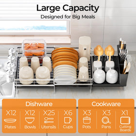 Delamu anti-rust brushed finish on the dish rack for long-lasting use