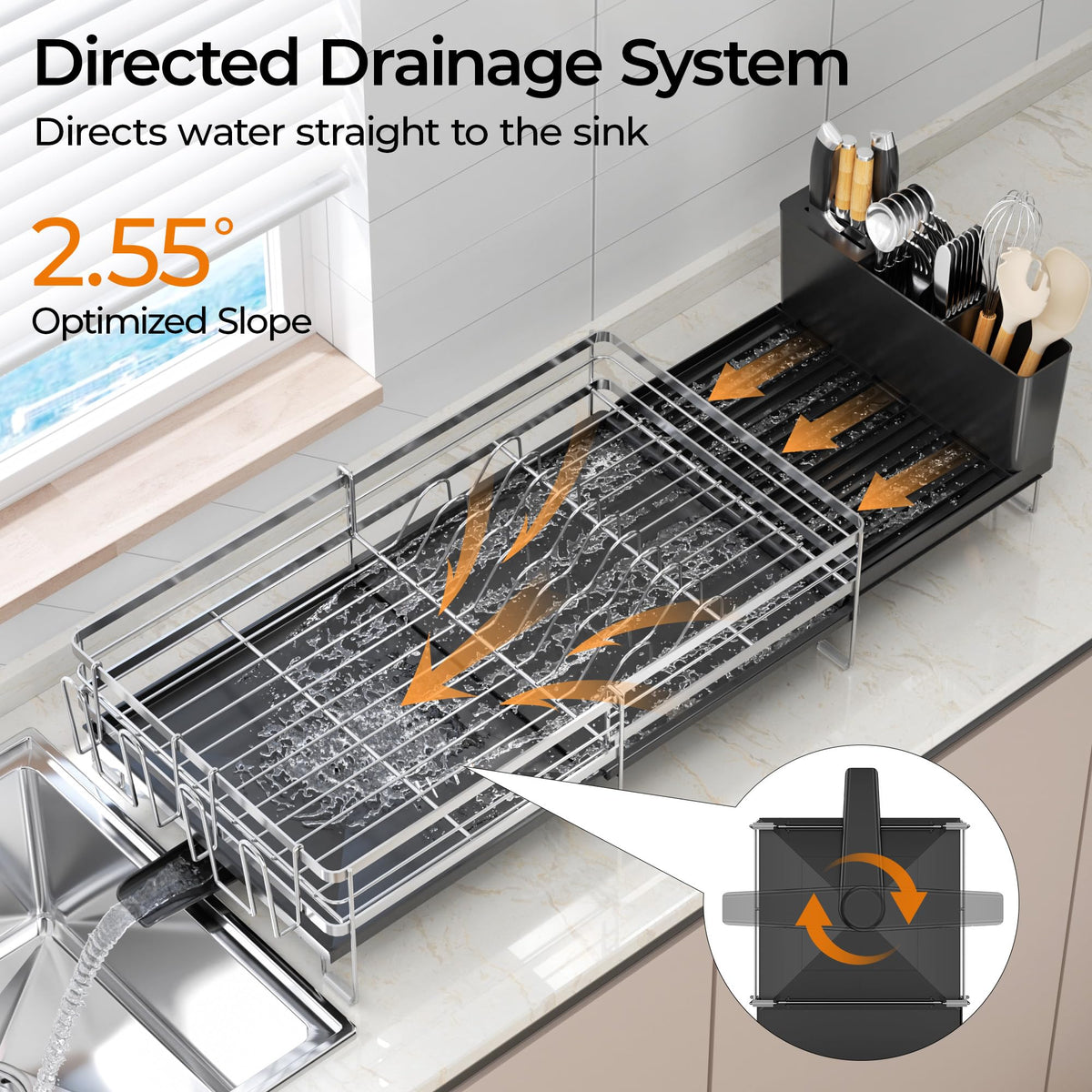 Delamu anti-slip feet secure the rack on wet surfaces