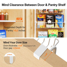 Delamu door-mounted pantry organizer with six large baskets stores jars efficiently.