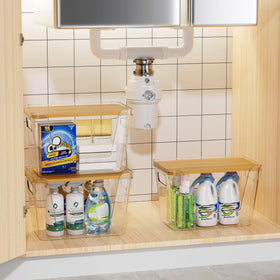 Delamu durable acrylic storage bin blends with modern spaces and reduces clutter