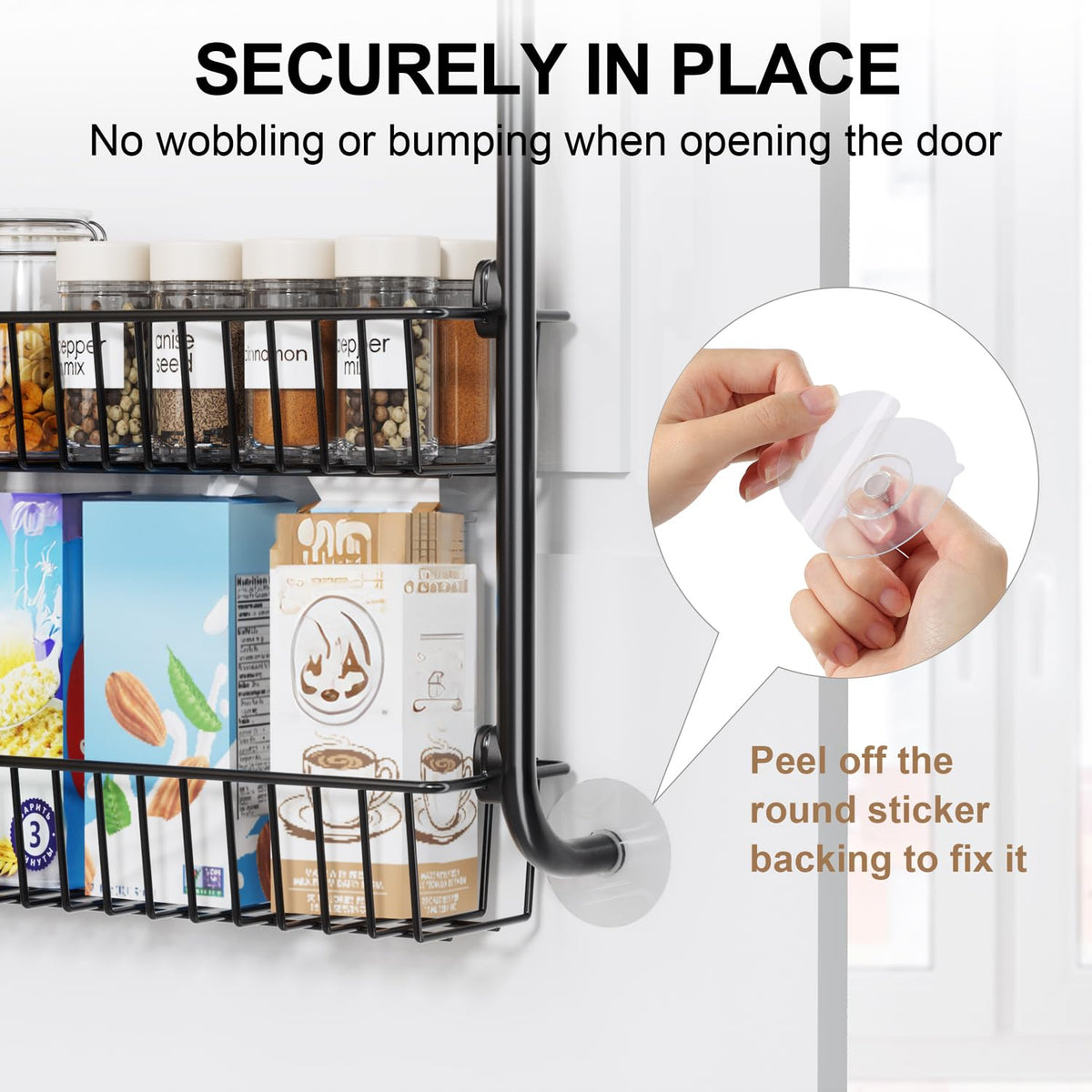 Durable Delamu metal frame ensures sturdy pantry storage