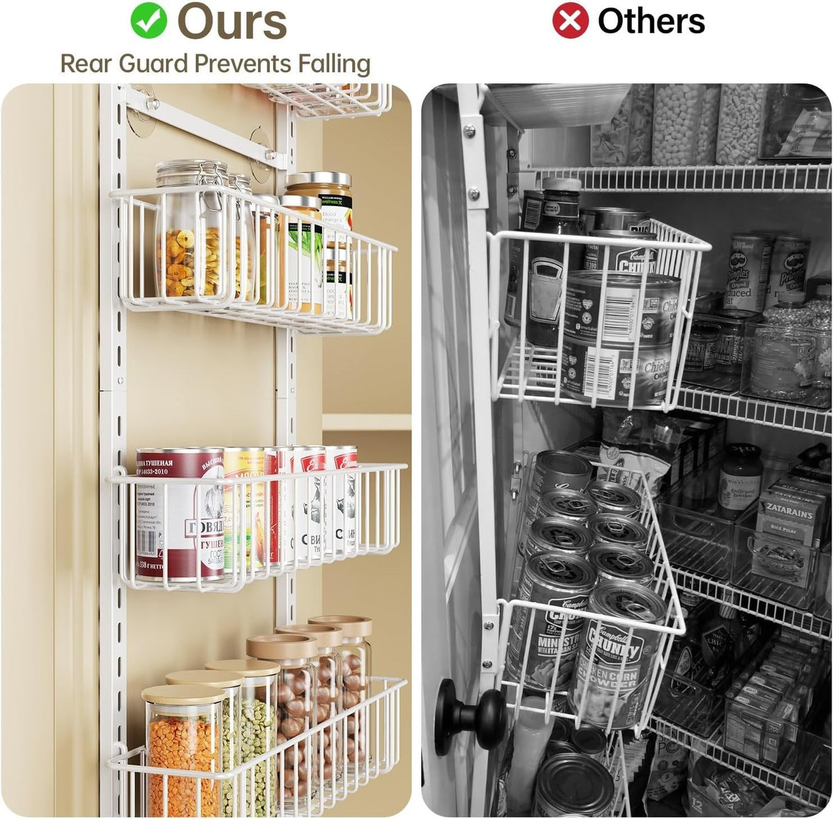 Delamu rust-proof metal construction provides sturdy spice shelving for busy kitchens