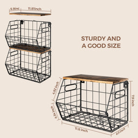 Delamu heavy-duty steel wire baskets resist bending while holding potatoes and jars.