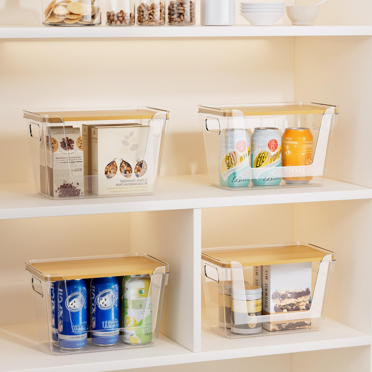 Delamu kitchen pantry clear bin storage for organized bag supplies