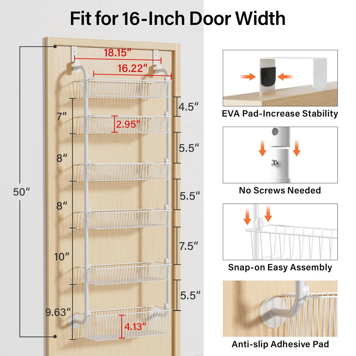 Delamu metal over-the-door spice rack saves cabinet space