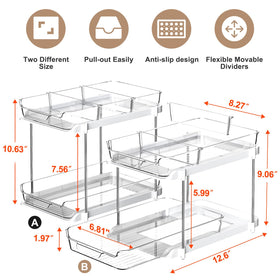 Delamu movable dividers optimize cabinet space for cosmetics, meds, or spices.