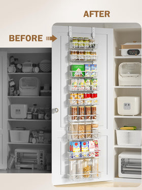 Delamu adjustable baskets on the 9-tier unit set at different heights