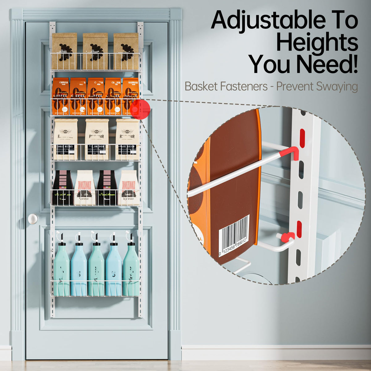 Delamu over-the-door spice rack demonstrates easy, no-drill setup for quick pantry refresh.