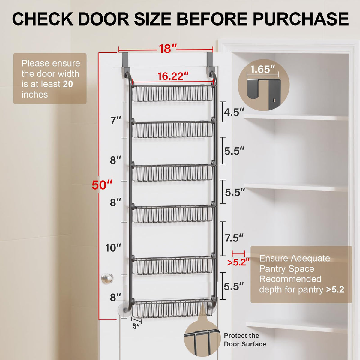 Delamu pantry door spice rack showing organized jars in a tidy cabinet