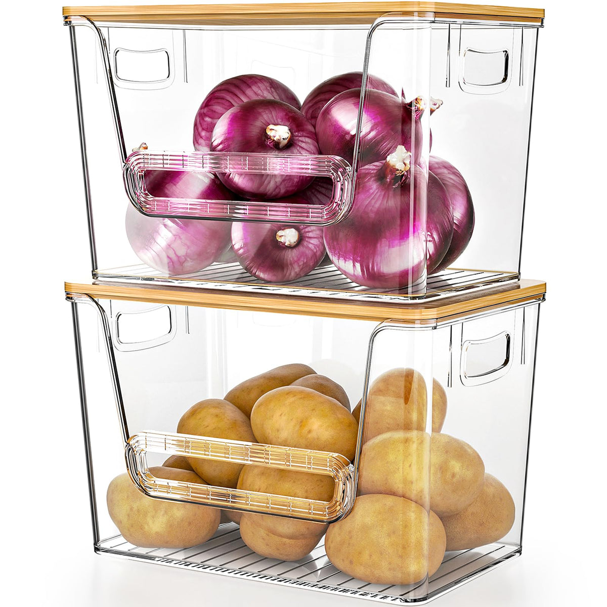 Delamu pantry organizers with bamboo-top provide organized storage and easy access.