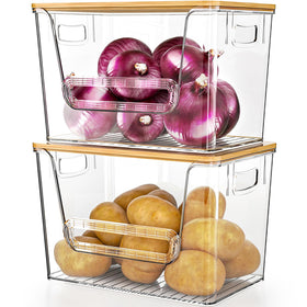 Delamu pantry organizers with bamboo-top provide organized storage and easy access.