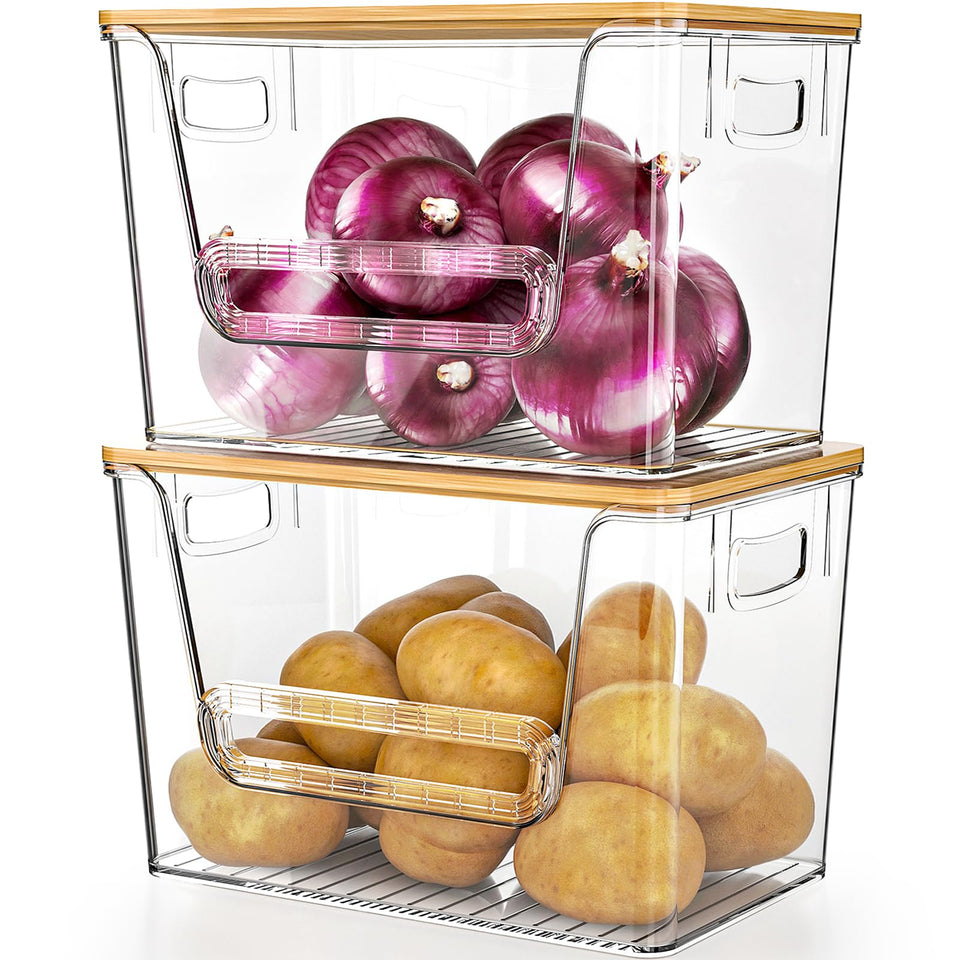 Delamu pantry organizers with bamboo-top provide organized storage and easy access.