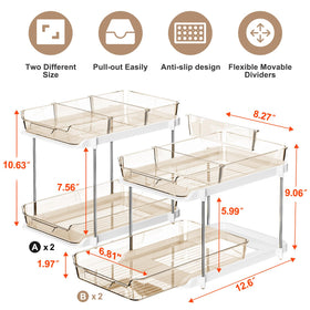 Delamu pull-out drawer kitchen organizer provides easy access to bottles and tools.