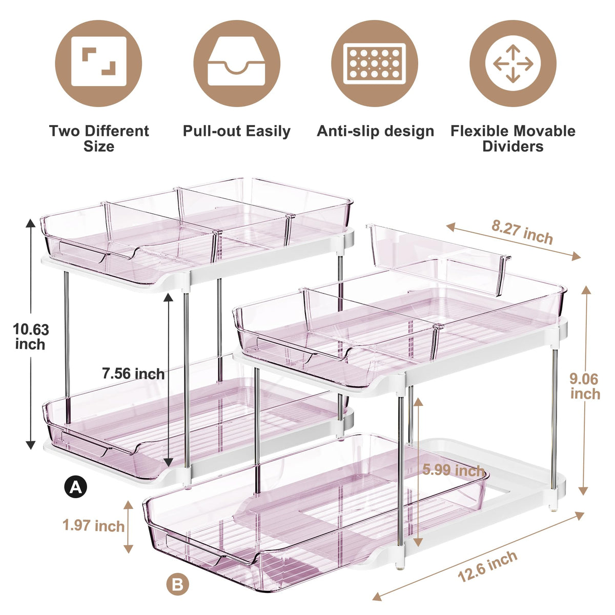 Delamu pull-out drawers for kitchen organization with smooth access.