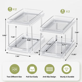 Delamu pull-out drawers in white enable quick item access.