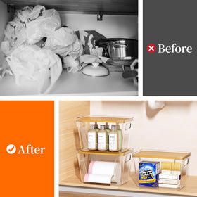 Delamu space saving under sink organization for tidy cabinet storage