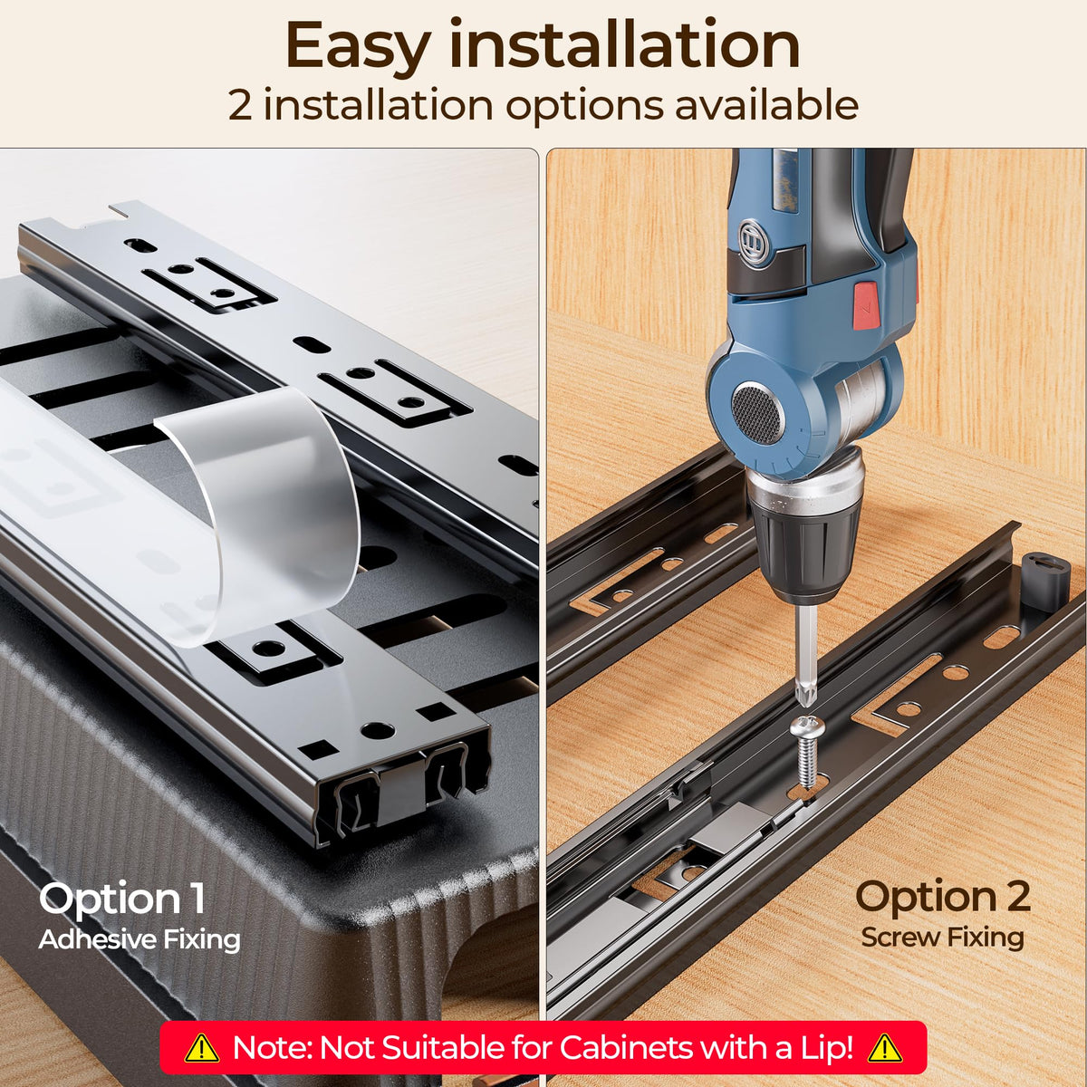 Delamu adhesive or screw-in mounting for flexible installation