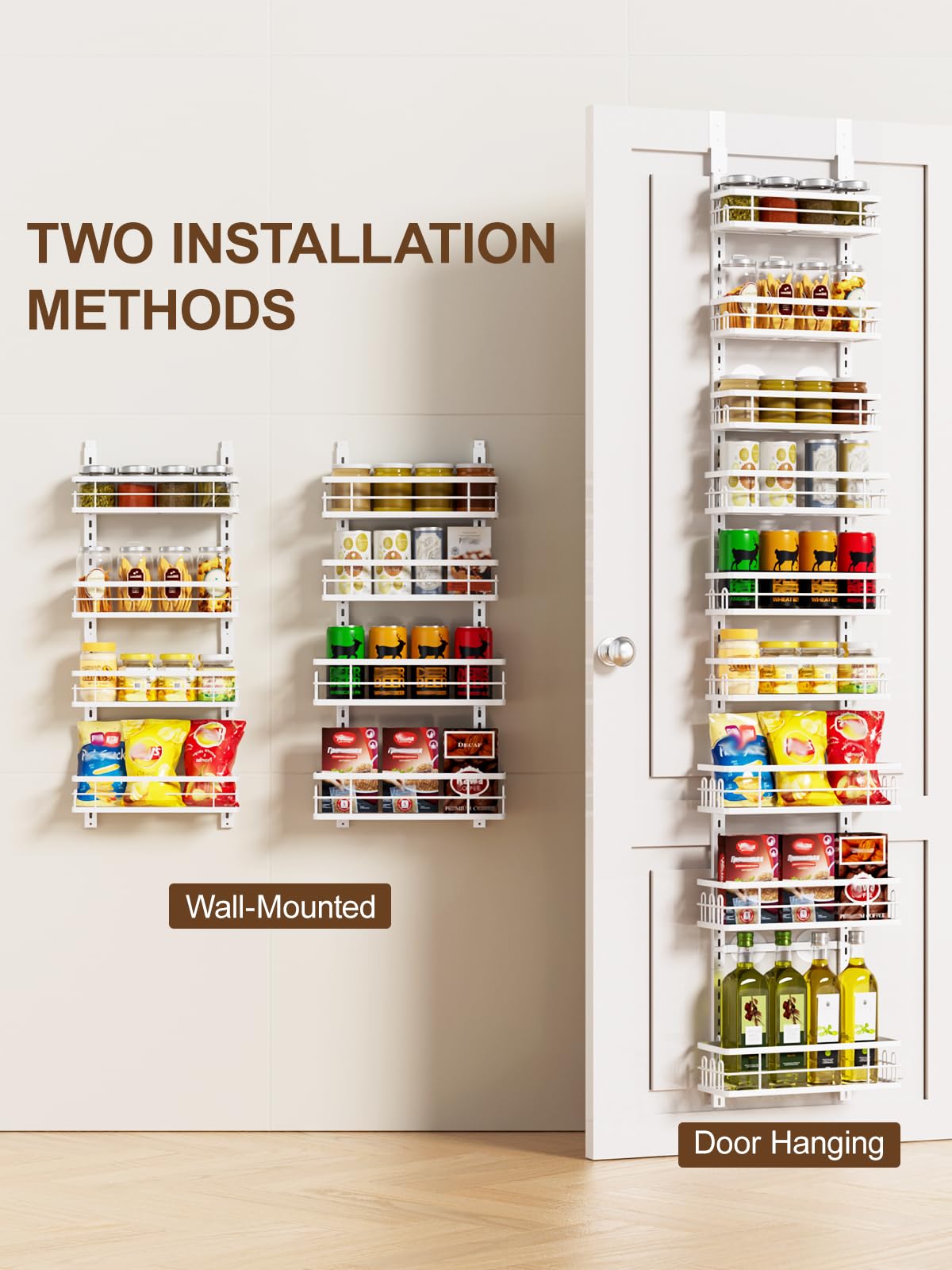 Delamu spice rack on door organizes spices neatly