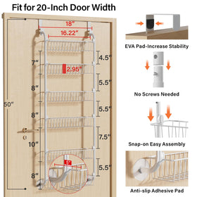 Delamu spice rack over door attachment fits tight spaces for organized storage.