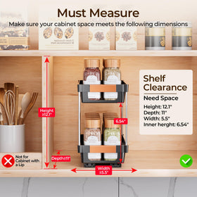 Delamu vertical spice organizer on two tiers saves cabinet space