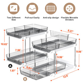 Delamu stackable pantry storage organizer maximizes space on shelves.
