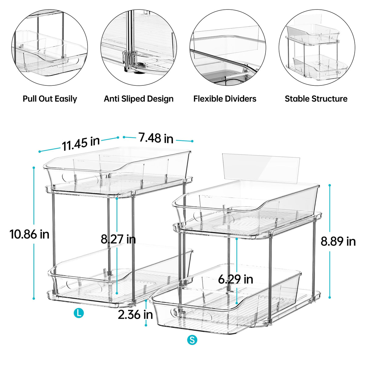 Delamu stackable under-sink storage supports 3 units for expanded capacity
