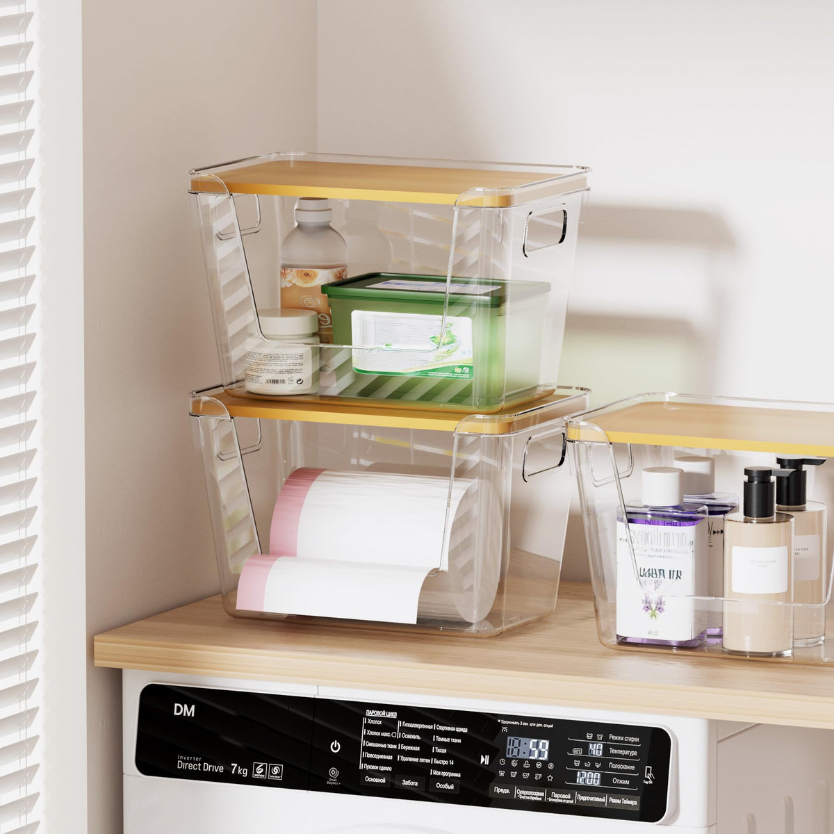 Delamu transparent trash bag dispenser offers visible, quick bag changes