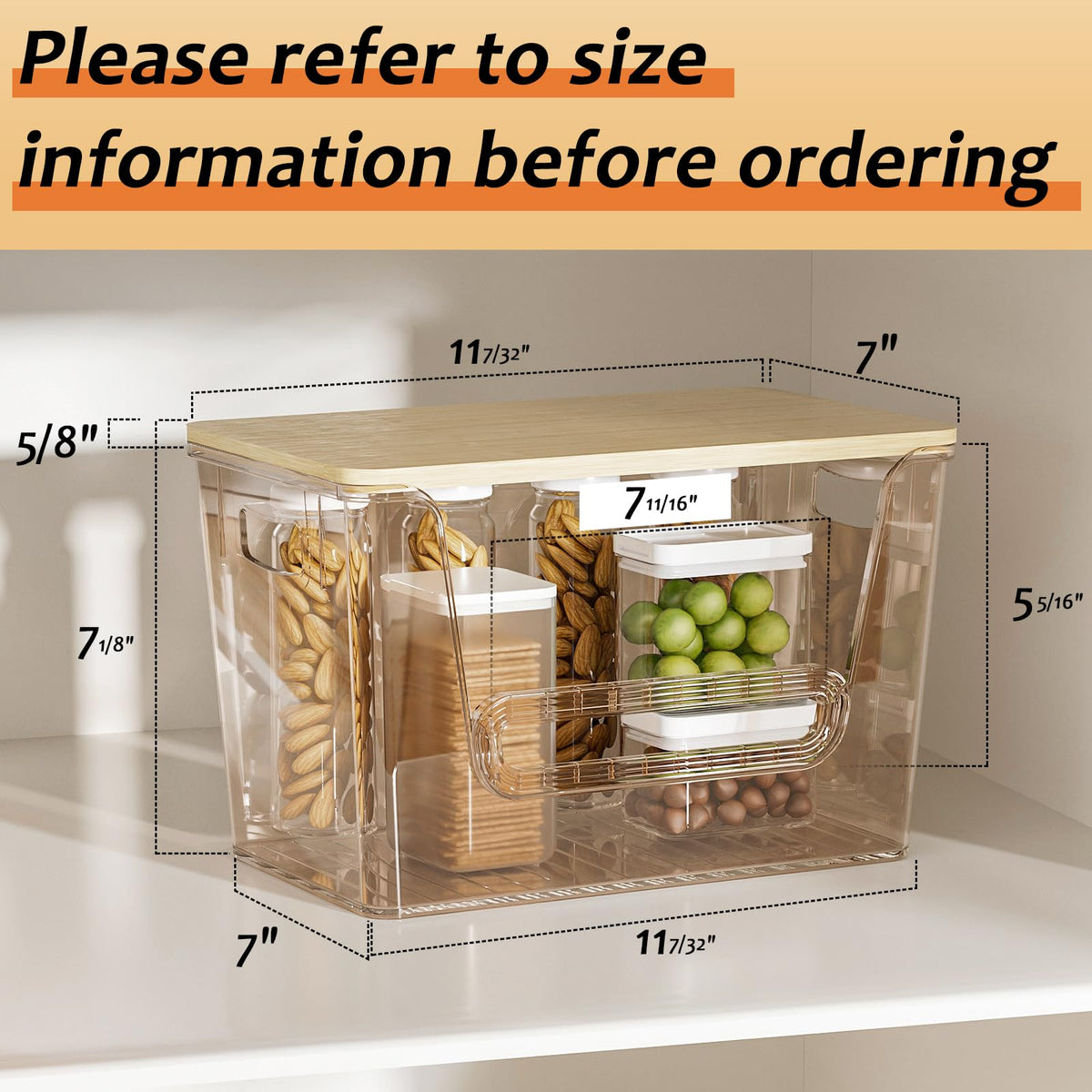 Delamu trash bag dispenser under sink with bamboo top keeps bags organized