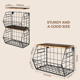 Delamu heavy-duty steel construction supports heavy items on wall baskets