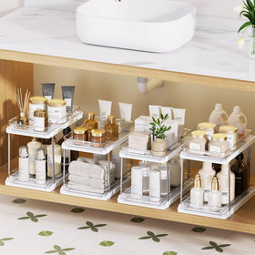 Delamu white storage for vitamins, cosmetics, and snacks.