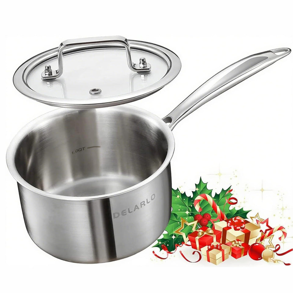 DELARLO full-body clad 2qt saucepan shows even heat for precise cooking