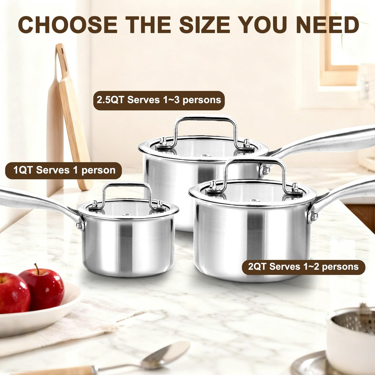 DELARLO induction-ready saucepan works on most stoves
