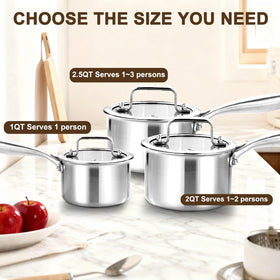DELARLO induction-ready saucepan works on most stoves