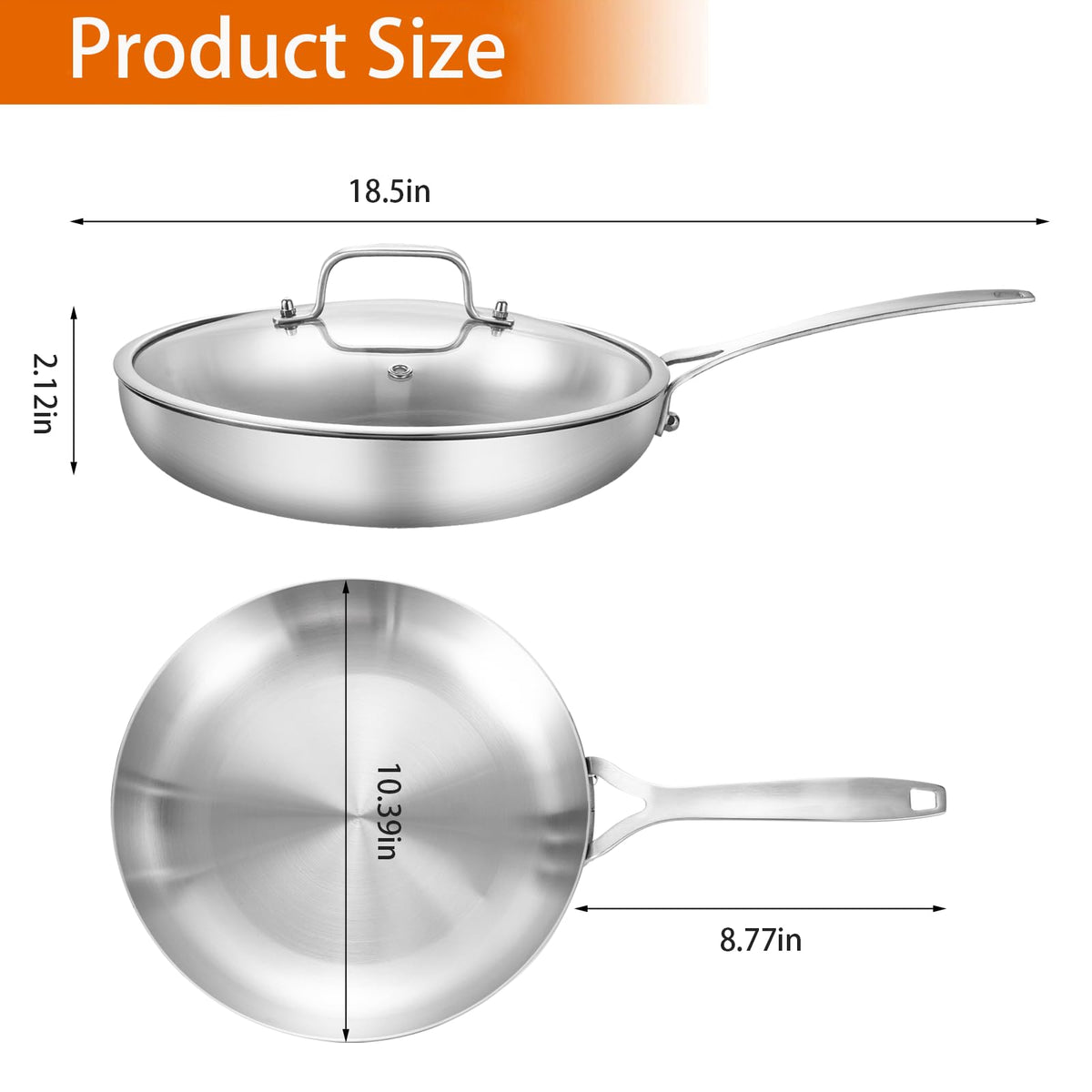 DELARLO induction-compatible stainless pan works on all cooktops.