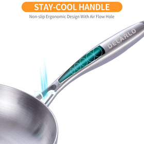 Delarlo induction-ready pan works smoothly on induction, ceramic, electric, and gas