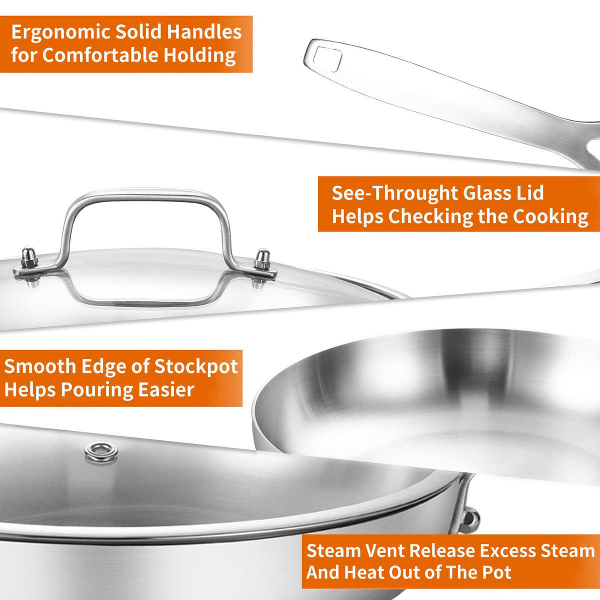 DELARLO stay-cool handle pan keeps hands comfortable during cooking.
