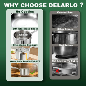 DELARLO stay-cool handle provides comfortable grip during cooking